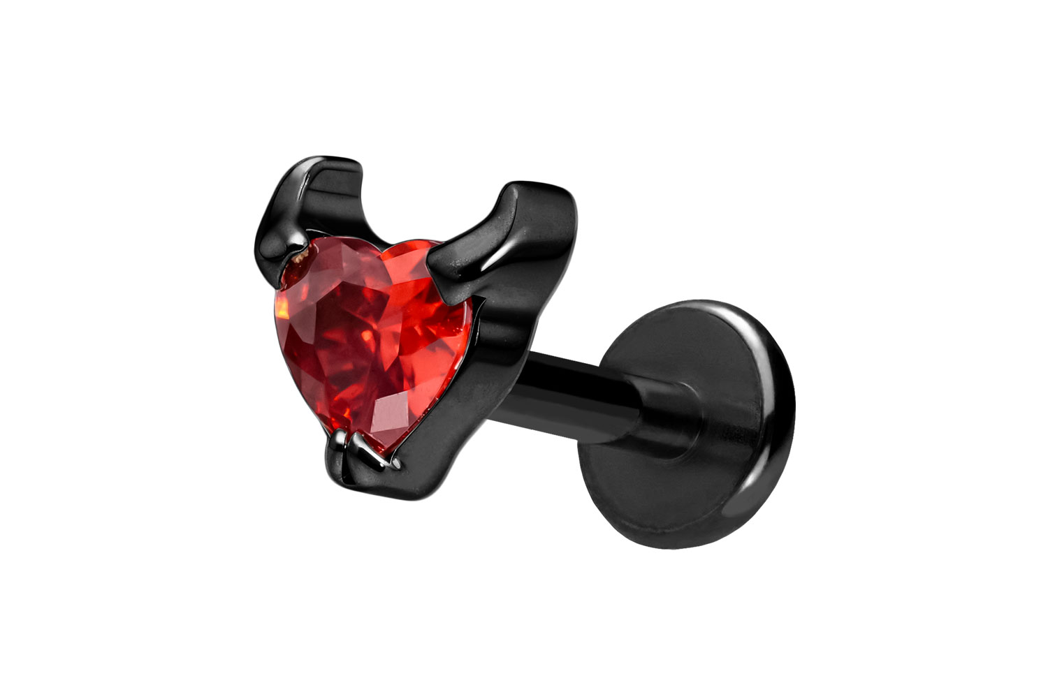 Titan Labret Piercing mit Push Fit TEUFELSHERZ